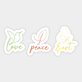 Love Peace and Art poster design Sticker